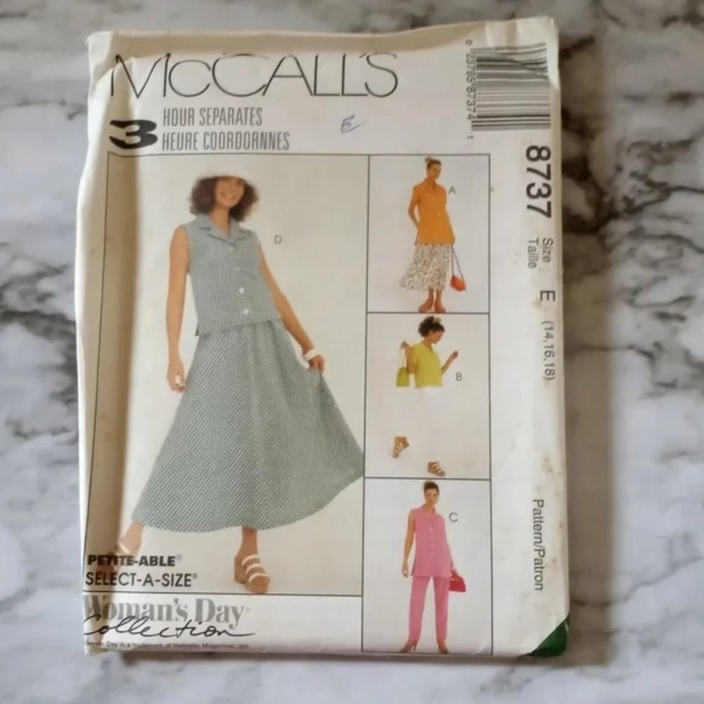 SEWING PATTERN - #8737 McCall's Sewing Top Skirt Pants 14 16 18